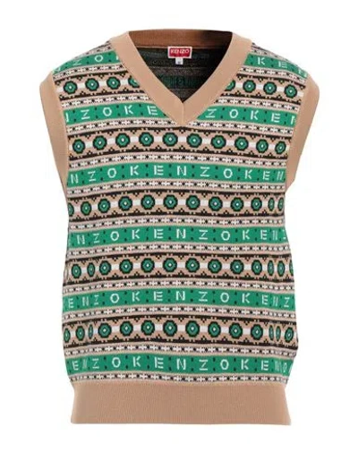 Kenzo Man Sweater Beige Size M Wool In Beige