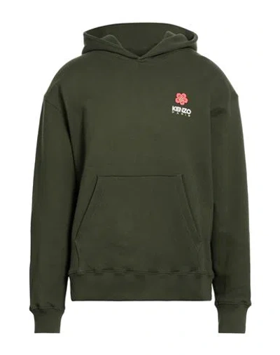 Kenzo Man Sweatshirt Dark Green Size Xxl Cotton, Elastane
