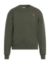 Kenzo Man Sweatshirt Military Green Size L Cotton, Elastane