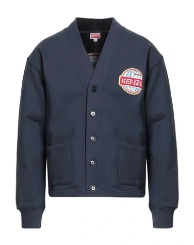 Kenzo Man Sweatshirt Navy Size L Cotton, Elastane, Polyester, Acrylic, Wool In Multi