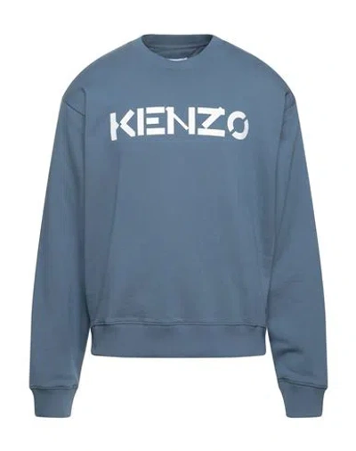 Kenzo Man Sweatshirt Slate Blue Size Xl Cotton