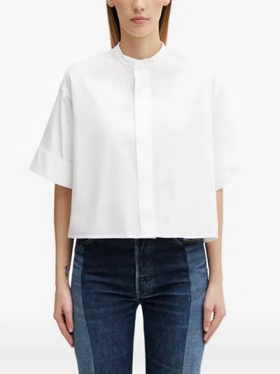 Kenzo Mandarin-collar Short-sleeve Shirt In White