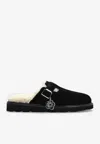 Kenzo Matto Suede And Shearling Flat Mules In Black