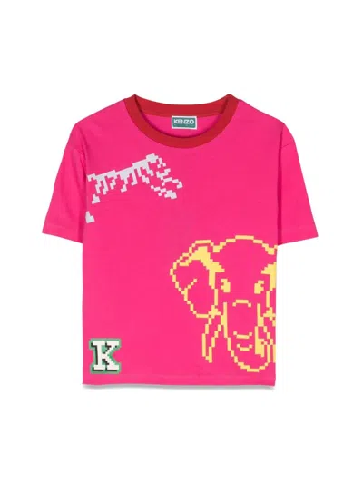 Kenzo Kids' Mc T-shirt In Fuchsia