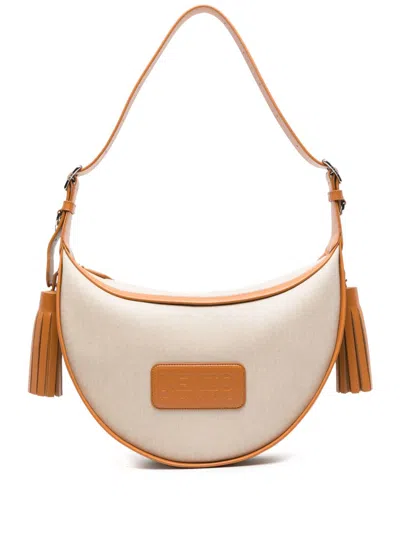 Kenzo 18 Leather-trim Shoulder Bag In Nude