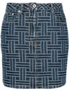 Kenzo Japanese Weave Denim Mini Skirt In Medium Stone Blue
