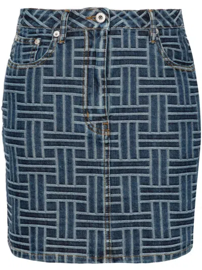 Kenzo Weave Mini Skirt In Blue