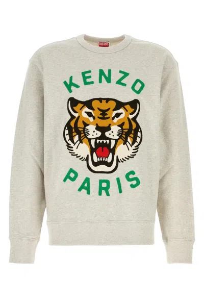 Kenzo Melange Light Grey Cotton Sweatshirt In Grey