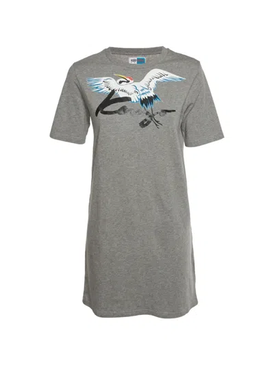 Pre-owned Kenzo Memento Graphic-print Mini Dress In Gray