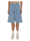 Kenzo Mens Regular-fit Weave-pattern Denim Shorts Bleached Blue Denim In Blechdblue