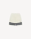 Kenzo Mesh Cotton Shorts Contrast Stripe Hem In White
