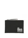 Kenzo Tiger Motif Clutch Bag With Wrist Strap In Black