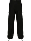 Kenzo Cargo Trousers In Cotton Ripstop Texture In Black