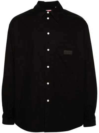 Kenzo Logo-patch Padded Shirt Jacket In Black
