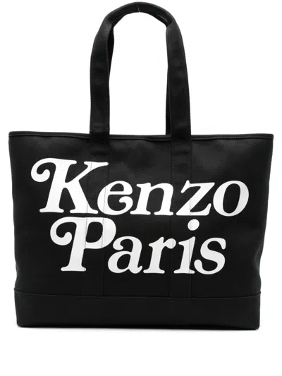 Kenzo Men's Black/white Cotton Tote Handbag For Ss24