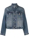 KENZO MEN'S BLUE DENIM JACKET WITH CONTRAST STITCHING AND 100% COTTON FOR SS23