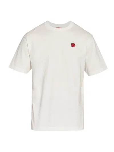 Kenzo White Crewneck T-shirt With Boke Flowers In Cotton Man