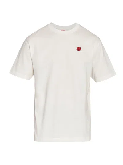 Kenzo White Crewneck T-shirt With Boke Flowers In Cotton In Off White