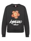Kenzo Bold Floral Graphic Sweatshirt With Signature Logo In Black