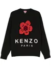 Kenzo Logo Printed Crewneck Sweatshirt In Nero