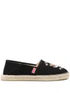 Kenzo Canvas Espadrilles With Logo Embroidery In Nero
