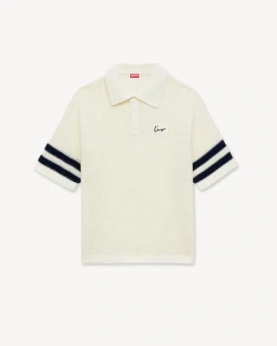 Kenzo Men's Cotton Crochet Polo In Offwhite