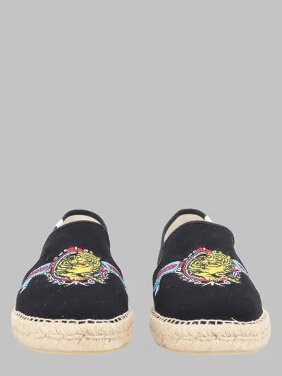 Kenzo Men's Cotton Lined Rubber Sole Flats In Black