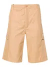 Kenzo Men's Cotton Ripstop Texture Logo Patch Shorts In Brown