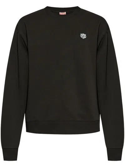 Kenzo Men Cotton Sweatshirt With Logo Patch In Black