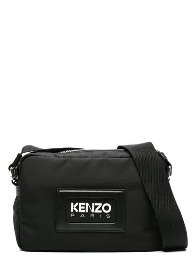 Kenzo Logo-embossed Messenger Bag In Black