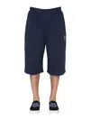 Kenzo Navy Blue Solid Shorts In Blue