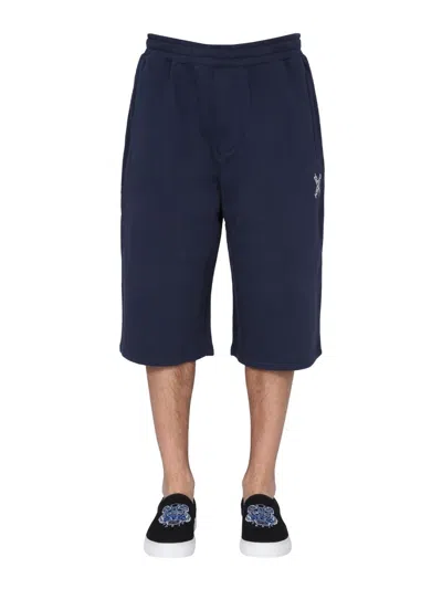 Kenzo Men's Elastic Waist Mini Sweatshirt Shorts In Blue