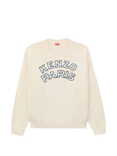 Kenzo Men's Embroidered Knit Sweater In Offwhite