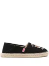 Kenzo Canvas Espadrilles With Logo Embroidery In Black