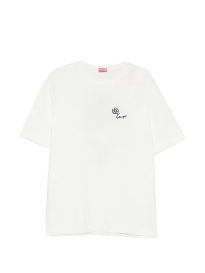 Kenzo Tulip Embroidered Cotton T-shirt In White