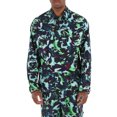 Kenzo Men's Grass Green Allover Flower Print Shirt