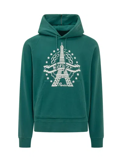Kenzo Men Green Regular Graphic Hoodie