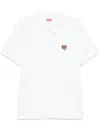 Kenzo White Crewneck T-shirt With Logo Patch On The Front In Cotton Man