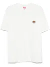 Kenzo White Crewneck T-shirt With Logo Patch On The Front In Cotton Man