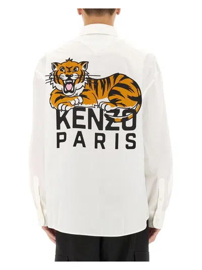 Kenzo Men's Happy Tiger Shirt In White
