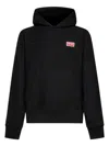 Kenzo Black Hoodie With Logo Print At The Front And Back In Stretch Cotton Man In Black