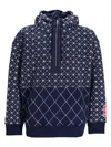Kenzo Sashiko Stitch Cotton Hoodie In Midnight Blue