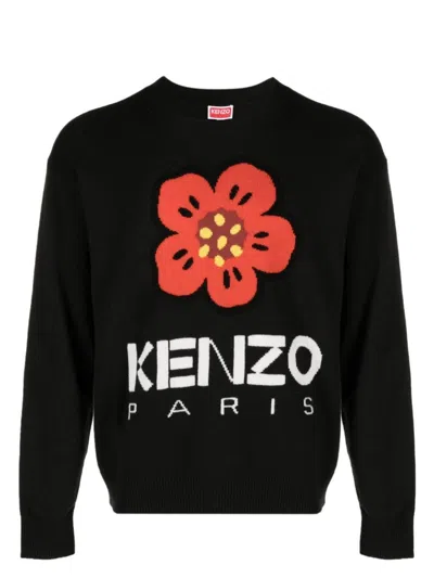 KENZO MEN'S JERSEY WITH EMBROIDERY BOKE FLOWER