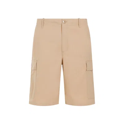 Kenzo Camel Cotton Workwear Shorts In Brown