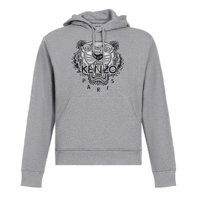 Kenzo Men's  Fw20 Tiger Head Embroidered Cotton Pearl Gray