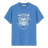 Kenzo Men's  Fw21 Printing Tiger Head Round Neck Short Sleeve Blue T-shirt In Blue