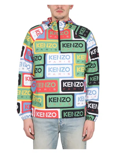 KENZO MEN'S KENZO LABELS WINDBREAKER JACKET | SIZE SMALL | FD55BL053