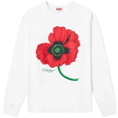 Pre-owned Kenzo Men's  Poppy By Nigo Long Sleeve T-shirt In White