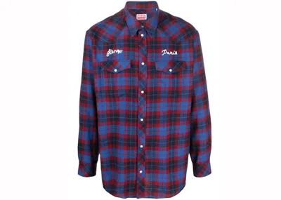 Pre-owned Kenzo Men's  Rue Vivienne 1970 Western Shirt In Royal Blue