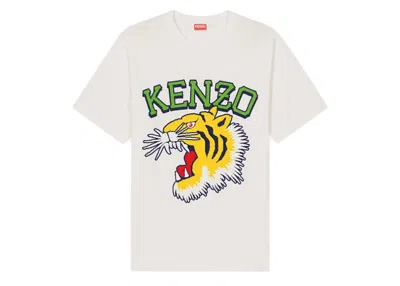 Pre-owned Kenzo Men's  Tiger Varsity Relaxed T-shirt In Off White